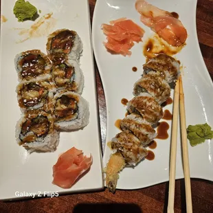 Tempura ship roll and vegetable tempura roll!