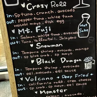 The evening specials were clearly posted, and nice addition to the full regular menu