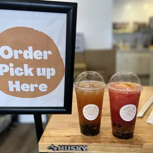 Mango and Watermelon boba drinks. I usually ask them what's good and get a great concoction have not been disappointed at all. Best boba!!