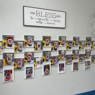 a wall of business cards