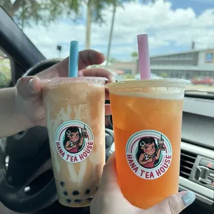 Thai Tea Swirl and Lychee Rose Iced Tea