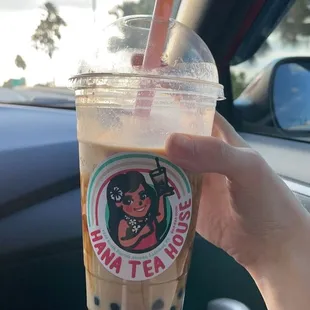 i almost forgot to take a pic so this is after i mixed the brown sugar and drank some lol  i like the amount of boba too (not too many)