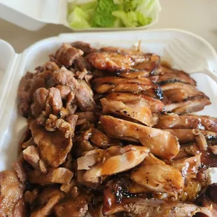 Teriyaki Chicken and pork combo.