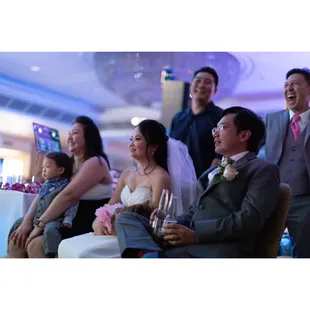 Candid shot from a wedding reception.
