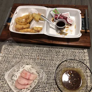 Shrimp Tempura and Yellowtail Sashimi