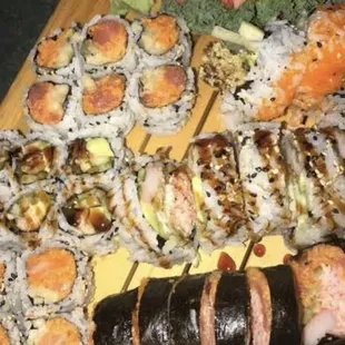 a plate of sushi