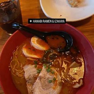 Spicy pork Tokyo Tonkotsu with Age Gyoza as an appetizer.