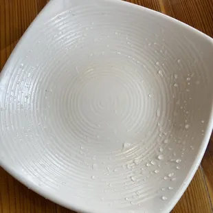 Plates are still wet when server bring to the table