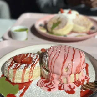 Strawberry (bottom) I stole some of the matcha sauce from my friend and they were delish! Definitely try strawberry matcha!