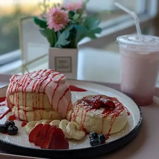 Strawberry Pancakes and Milk