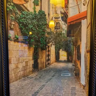 a narrow street in the old city