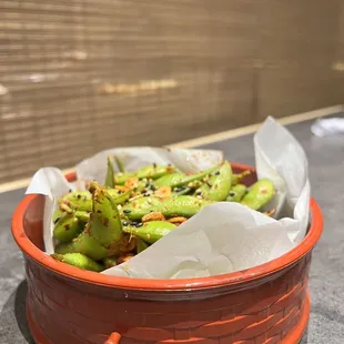 Spicy Garlic Edamame