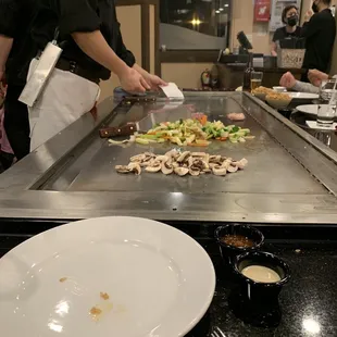 Hibachi vegetables and steak