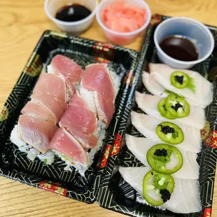Hickory roll and yellowtail jalapeno