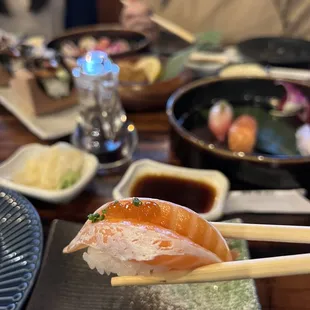 Salmon belly nigiri