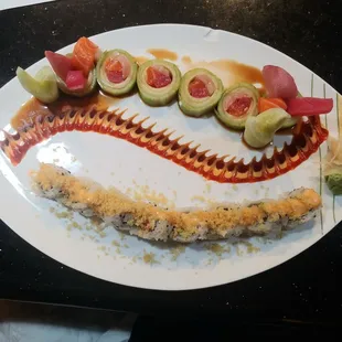 Smoked Salmon Spicy Tuna Roll