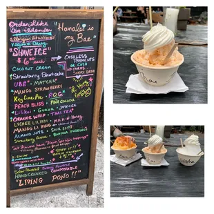 a menu and a chalkboard