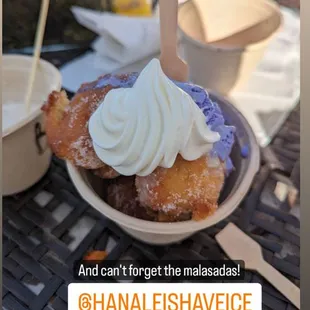Malasada stuffed with ube icecream