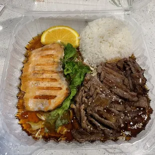 2 Item Bento - Teriyaki Salmon and Teriyaki Beef