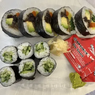 Cucumber sushi and mix veg sushi