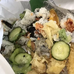 in the garbage, sushies and tempuras