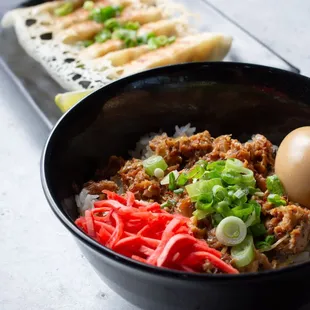 garlic pork &amp; Gyozas