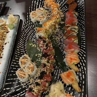 Lots of sushi rolls