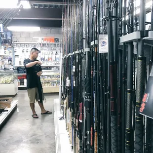 Checking out some fishing poles
