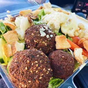 Build your own salad! Falafel salad with fresh veggies