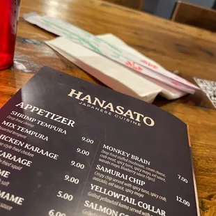 menu