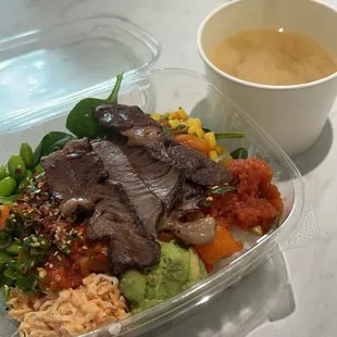 Texas Heat Poke Bowl - Large Bowl, and Miso Soup