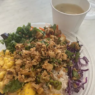 Chicken Poke Bowl - Regular 24 oz. and miso soup