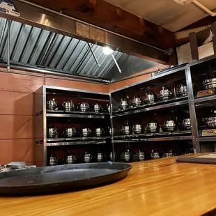 the kitchen counter and shelves