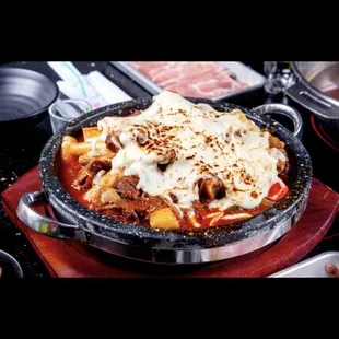Spicy kalbi jjim with cheese