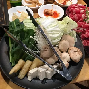 Veggies with shabu shabu minus crown daisy