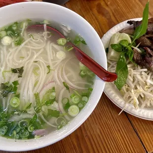 Pho with pork chops