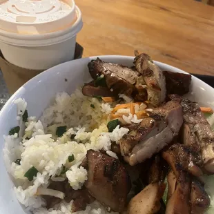 Hot Thai Tea, Grilled Chicken Rice Entree
