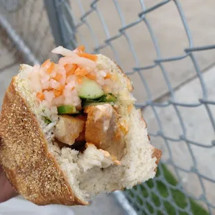 Vegetarian "chicken" banh mi