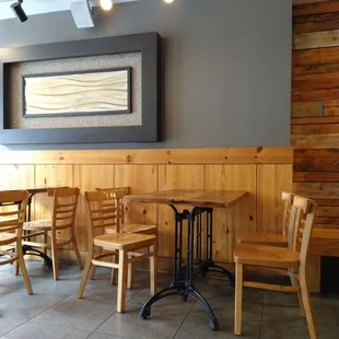 Inside seating (cool tables!)