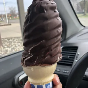 Medium twist dipped in chocolate.