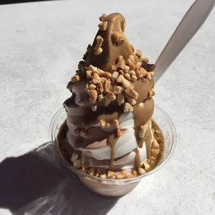 My first one- chocolate/vanilla swirl with butterscotch and peanuts