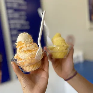 Mango sorbet  and orange creamsicle