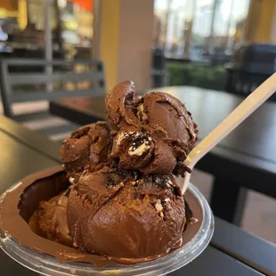 Dairy free Chocolate Oreo In chocolate waffle bowl.