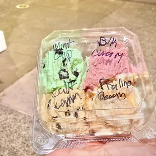 The four scoop sample. The salted caramel was the best of those four. I love cherry but that one wasn't great.