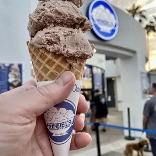 Small French Silk Pie in a waffle cone.