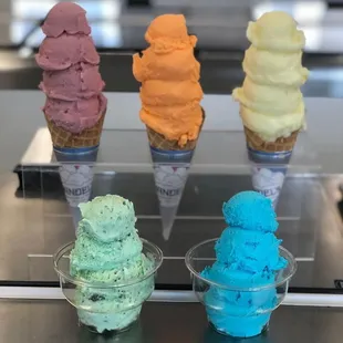 Ice cream, sherbet, and limited vegan and dairy free flavors available.