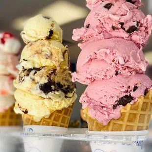 hree cones of ice cream