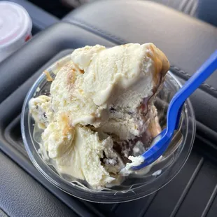 Monkey Business ice cream - banana ice cream with brownie chunks and globs of delish caramel.