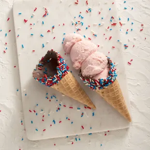 Classic Strawberry in a hand-dipped waffle cone