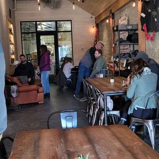 Love the wood industrial decor.